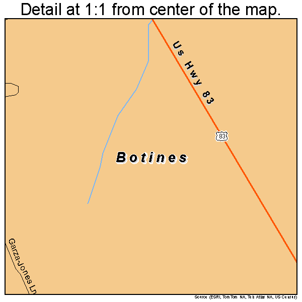 Botines, Texas road map detail