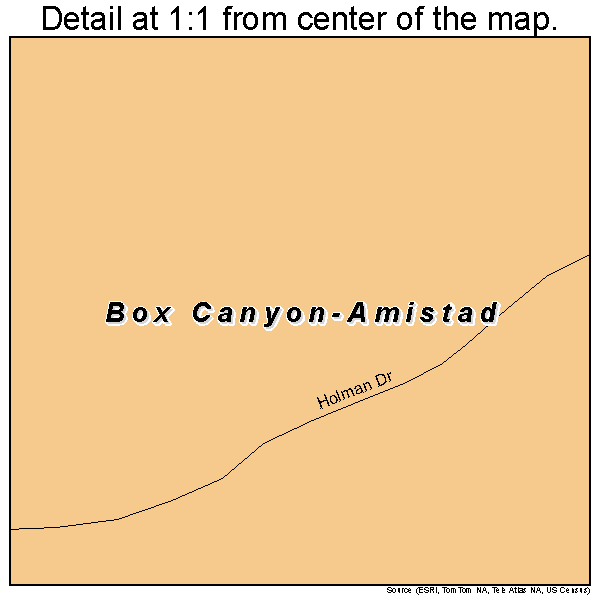 Box Canyon-Amistad, Texas road map detail