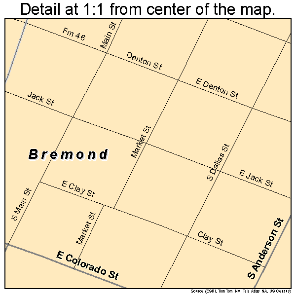 Bremond, Texas road map detail