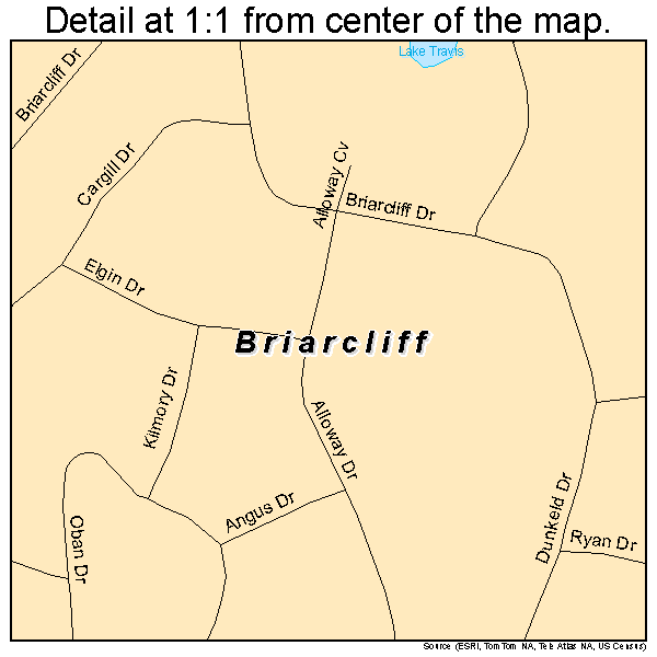 Briarcliff, Texas road map detail