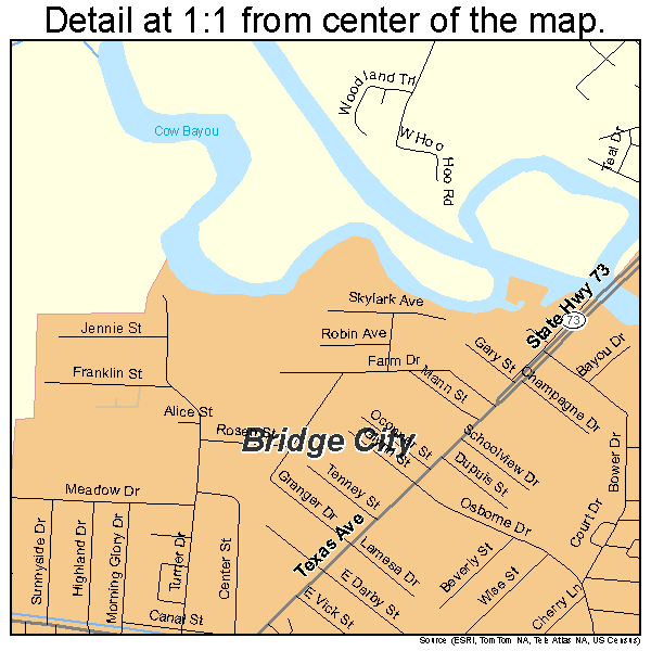 Bridge City, Texas road map detail