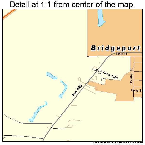 Bridgeport, Texas road map detail