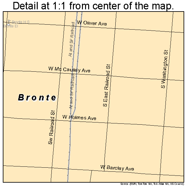 Bronte, Texas road map detail