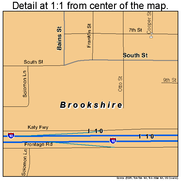 Brookshire, Texas road map detail