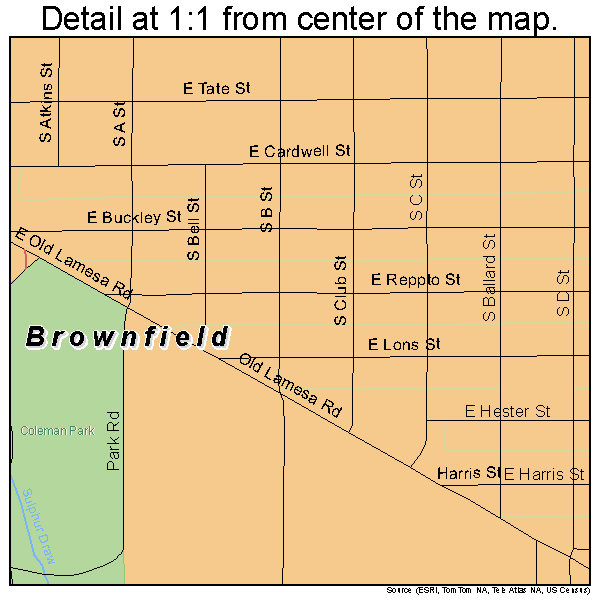 Brownfield, Texas road map detail