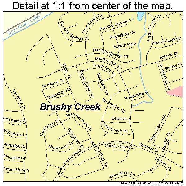 Brushy Creek, Texas road map detail