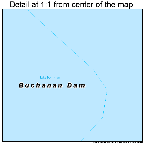 Buchanan Dam, Texas road map detail