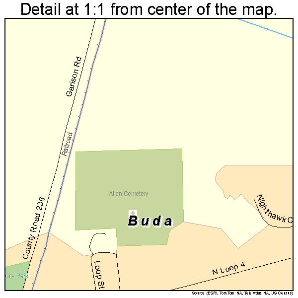 Buda, Texas road map detail