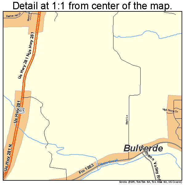 Bulverde, Texas road map detail