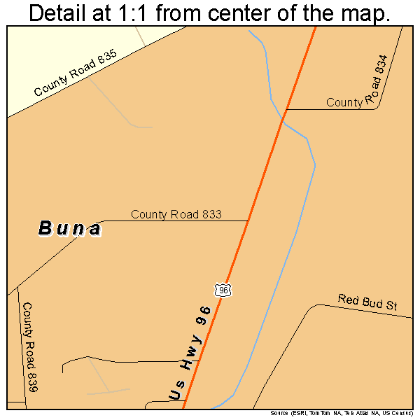 Buna, Texas road map detail