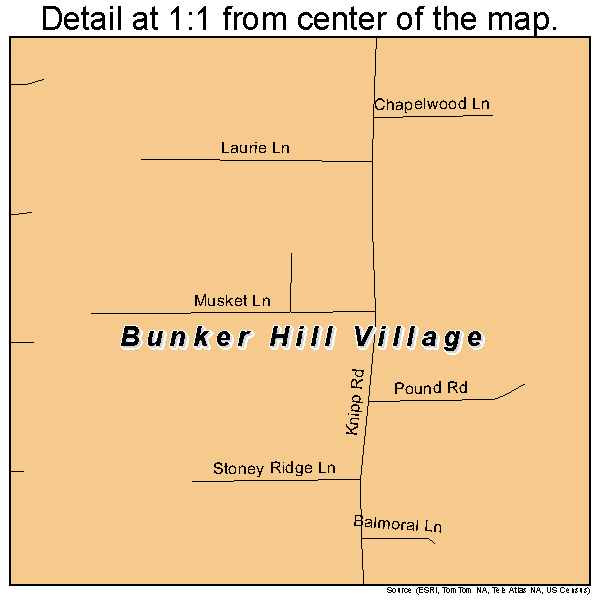 Bunker Hill Village, Texas road map detail
