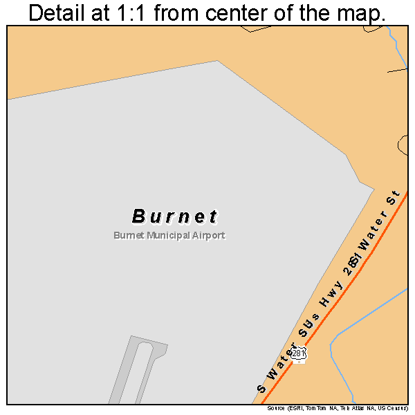 Burnet, Texas road map detail