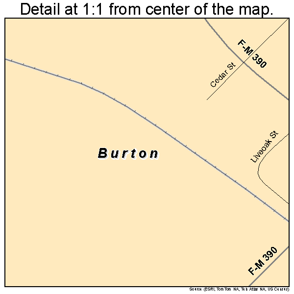 Burton, Texas road map detail