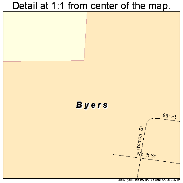 Byers, Texas road map detail