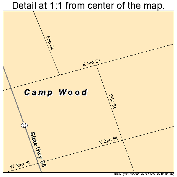 Camp Wood, Texas road map detail