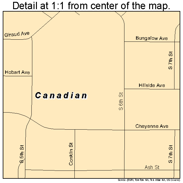 Canadian, Texas road map detail