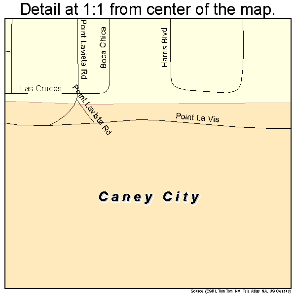 Caney City, Texas road map detail