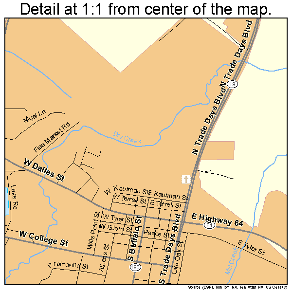 Canton, Texas road map detail