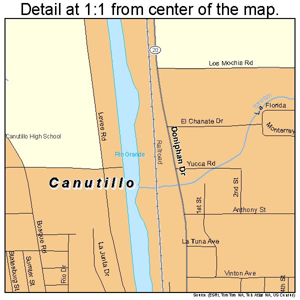 Canutillo, Texas road map detail