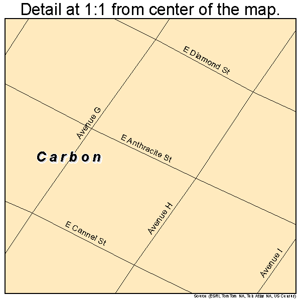 Carbon, Texas road map detail