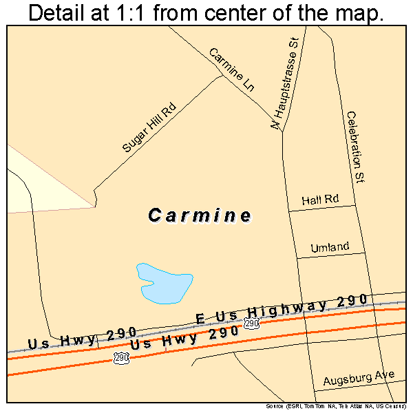 Carmine, Texas road map detail