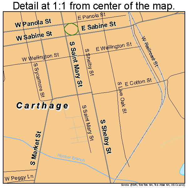 Carthage, Texas road map detail