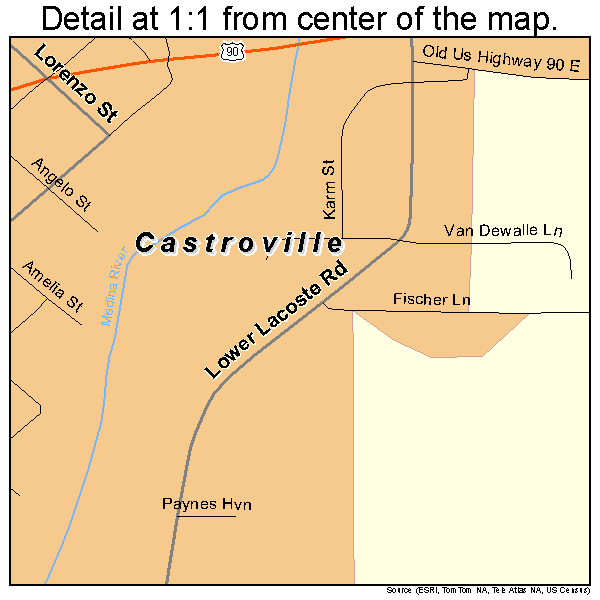 Castroville, Texas road map detail