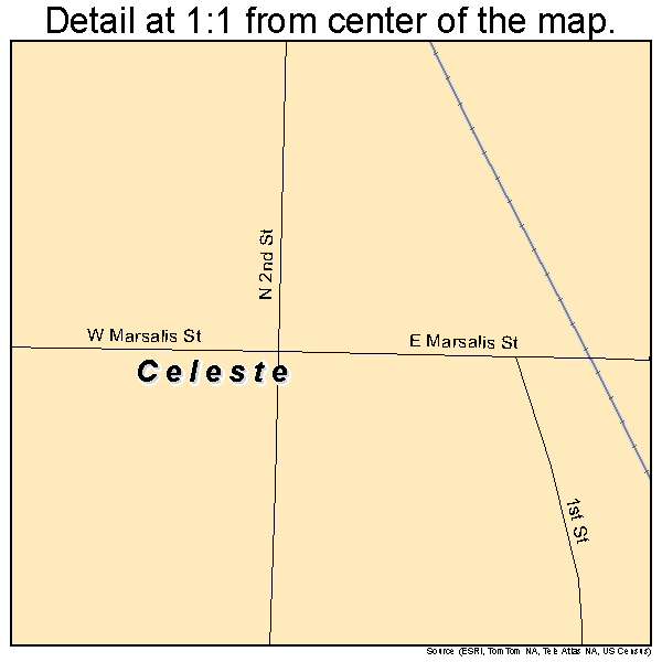 Celeste, Texas road map detail