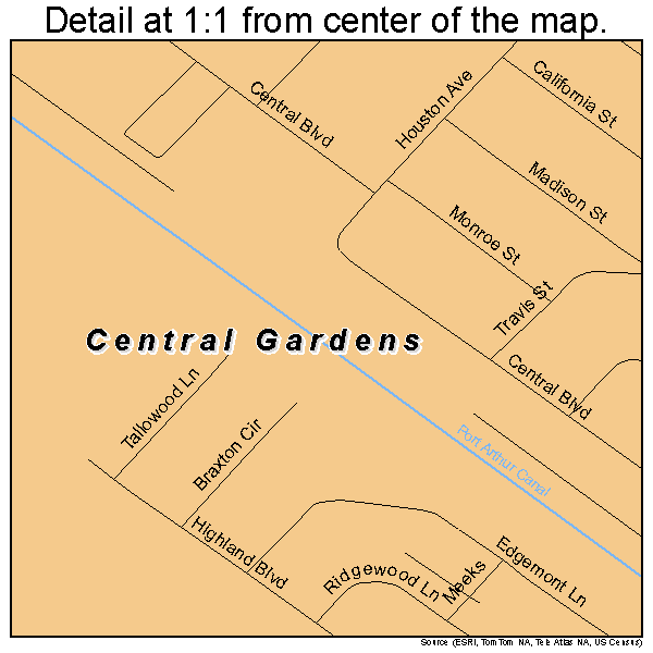 Central Gardens, Texas road map detail