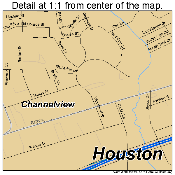 Channelview, Texas road map detail