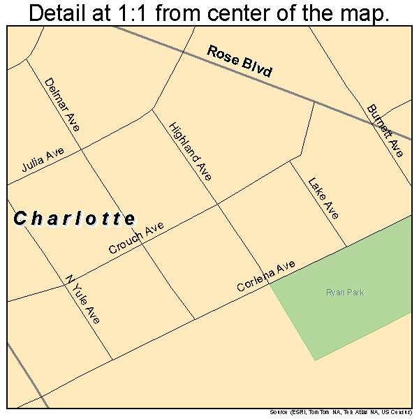 Charlotte, Texas road map detail