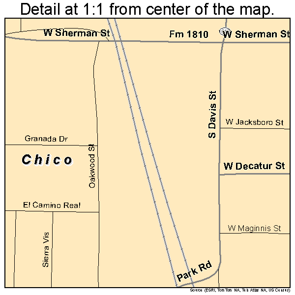 Chico, Texas road map detail