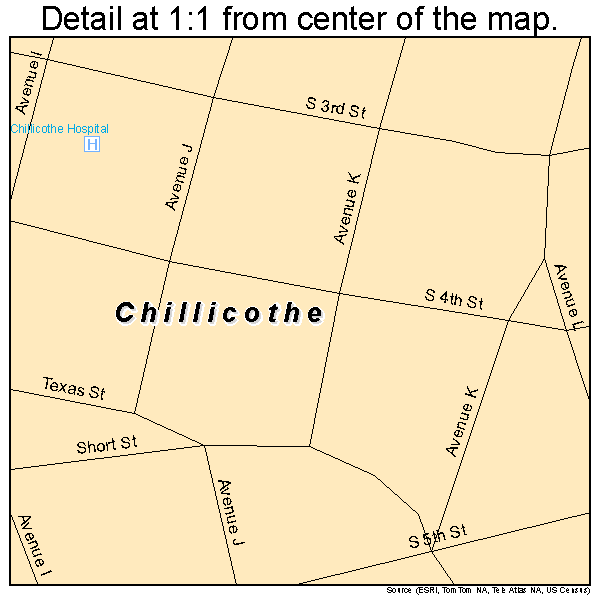 Chillicothe, Texas road map detail
