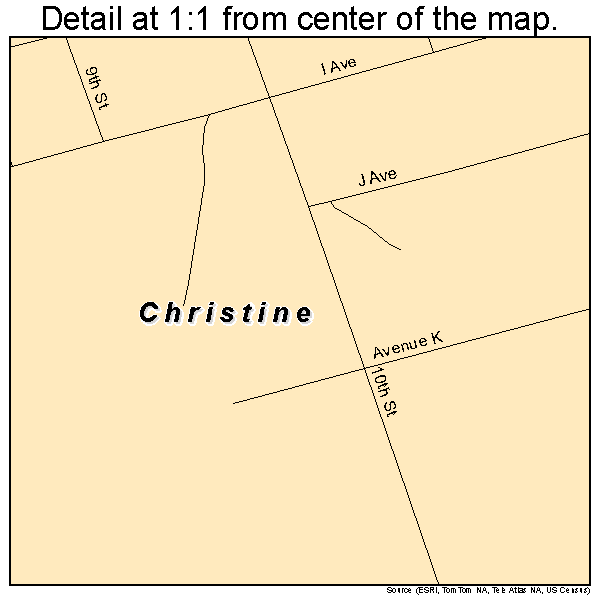 Christine, Texas road map detail