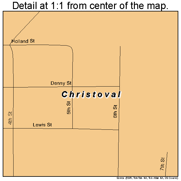 Christoval, Texas road map detail