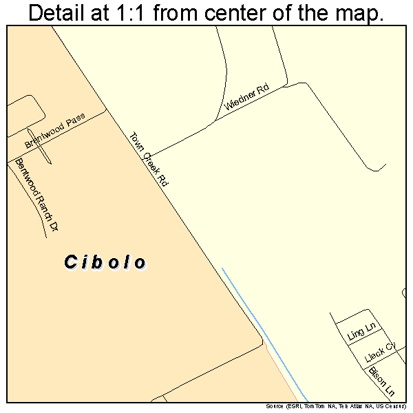 Cibolo, Texas road map detail