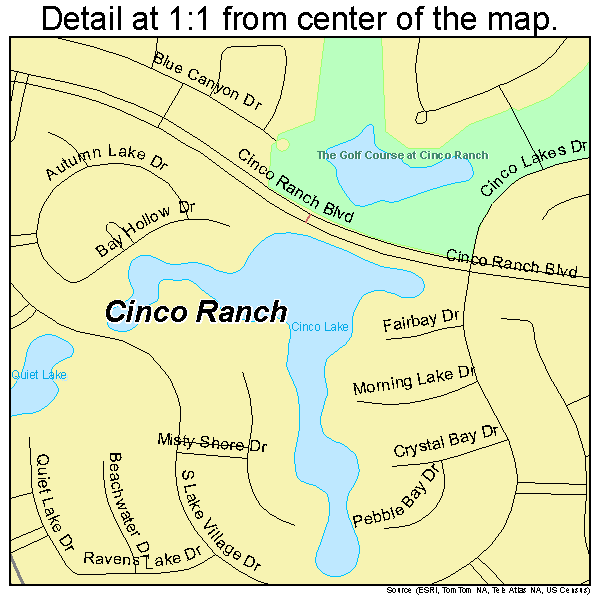 Cinco Ranch, Texas road map detail