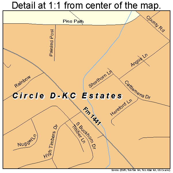 Circle D-KC Estates, Texas road map detail