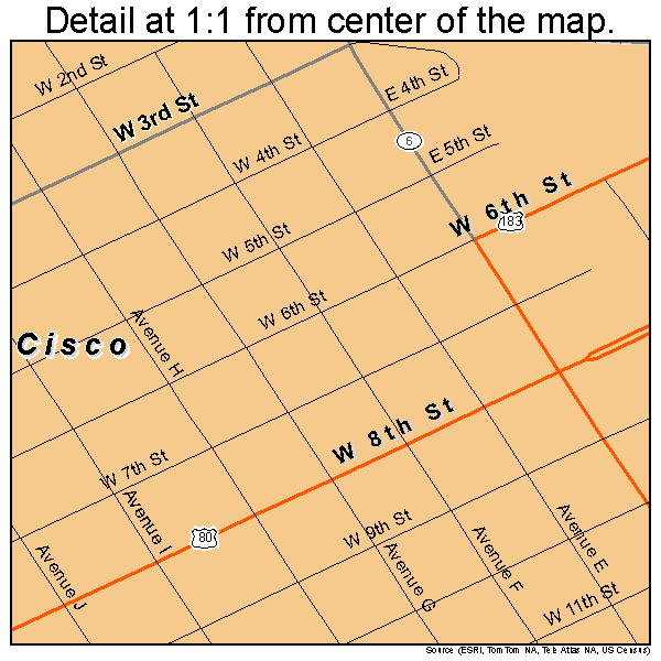 Cisco, Texas road map detail