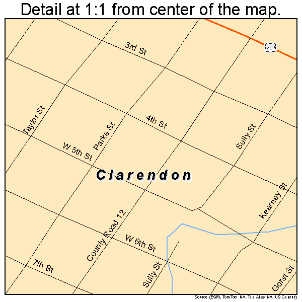Clarendon, Texas road map detail