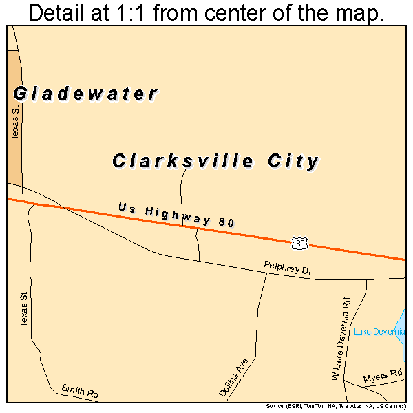Clarksville City, Texas road map detail