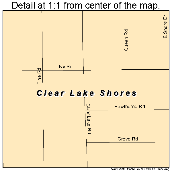 Clear Lake Shores, Texas road map detail