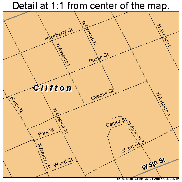 Clifton, Texas road map detail