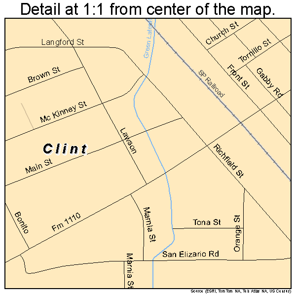 Clint, Texas road map detail