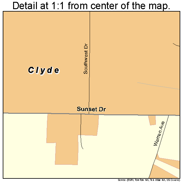 Clyde, Texas road map detail