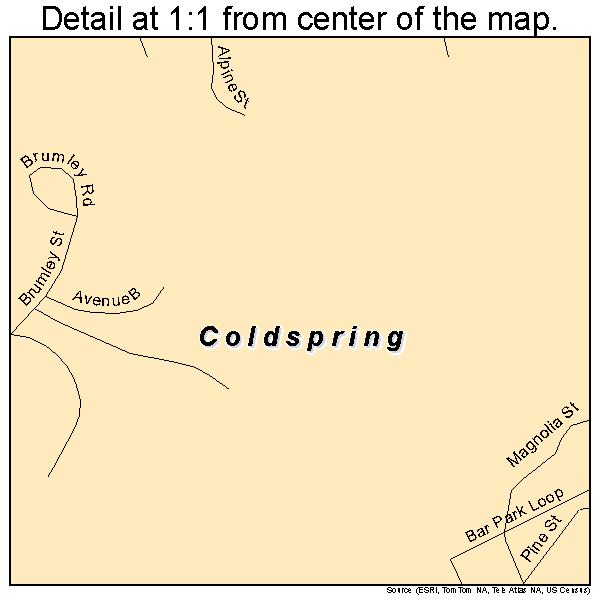 Coldspring, Texas road map detail