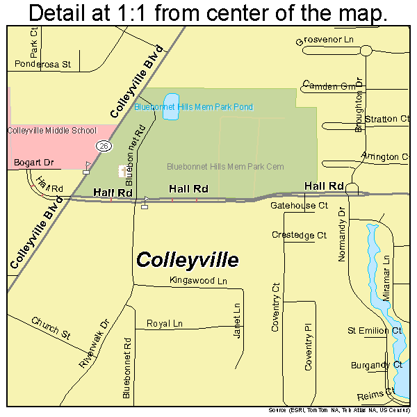 Colleyville, Texas road map detail