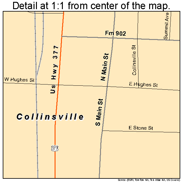 Collinsville, Texas road map detail