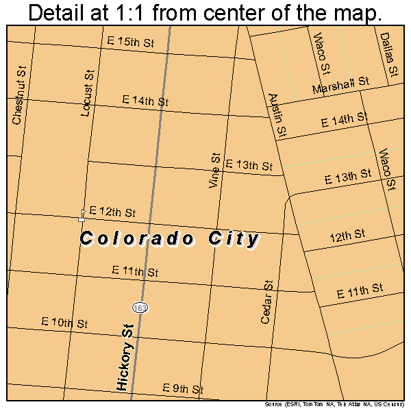 Colorado City, Texas road map detail