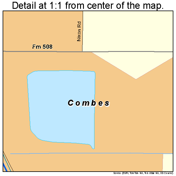 Combes, Texas road map detail